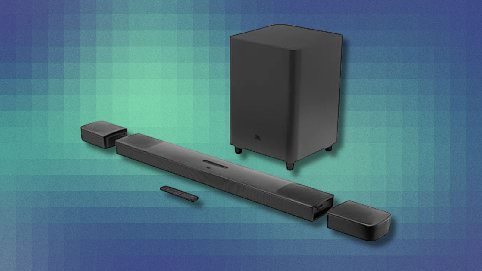 JBL Bar 9.1 on teal and blue abstract background