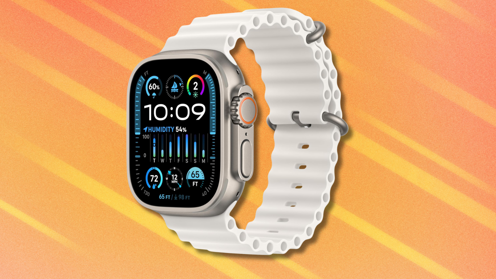 Apple Watch Ultra 2 on orange abstract background