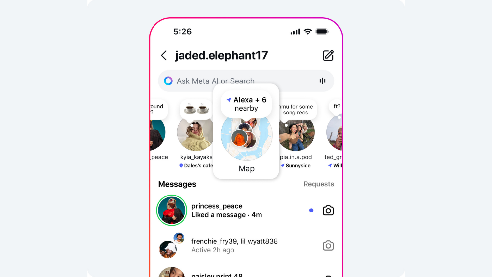 A phone screen showing Instagram Maps in action.