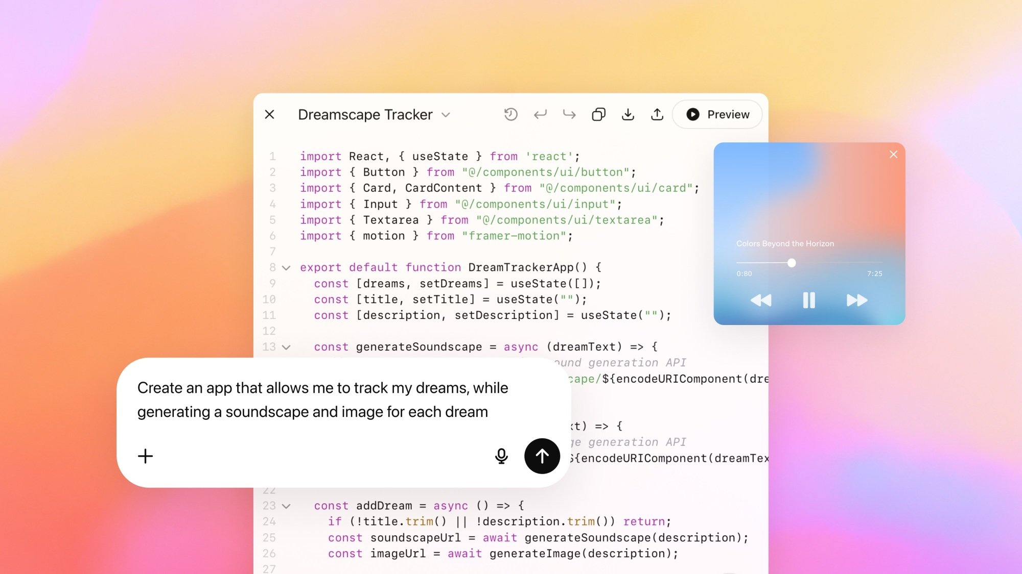 screenshots of prompt, code, and app generated by GPT-5