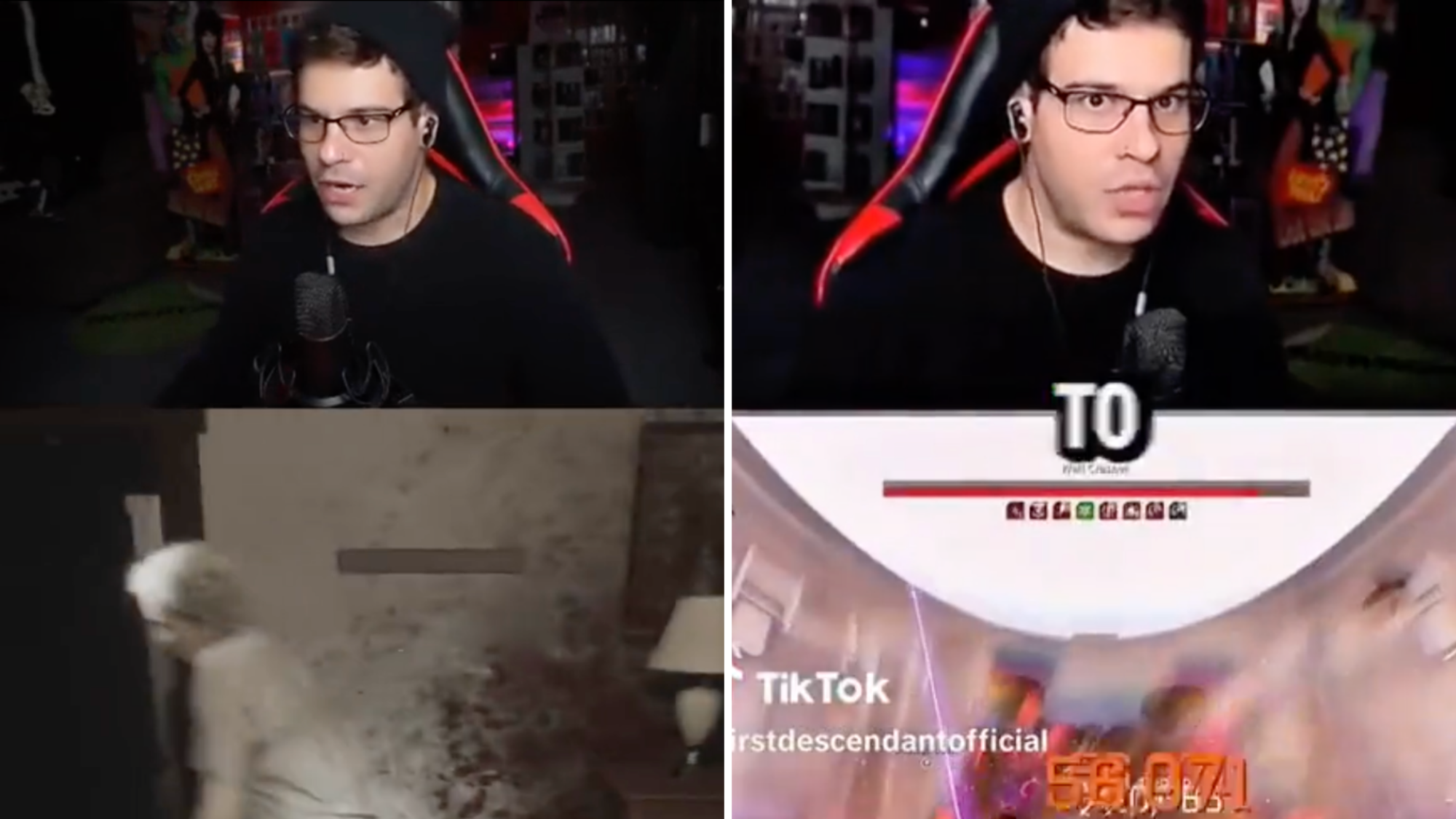 Left: A screenshot from DanieltheDemon's most popular video. Right: A screenshot from 'The First Descendants' TikTok ad.