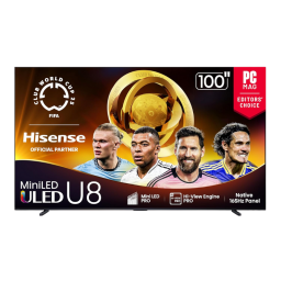 100-inch Hisense Class U8 Mini-LED TV on white background