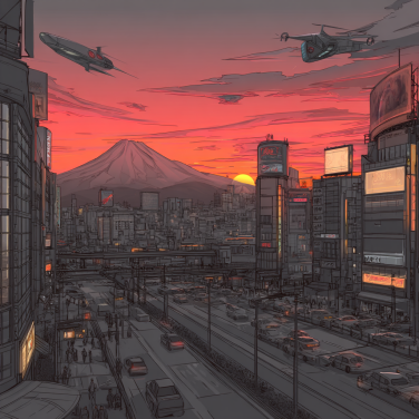 illustration of tokyo at night