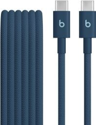 A Nitro Navy colored Beats USB-C to USB-C cable on a white background