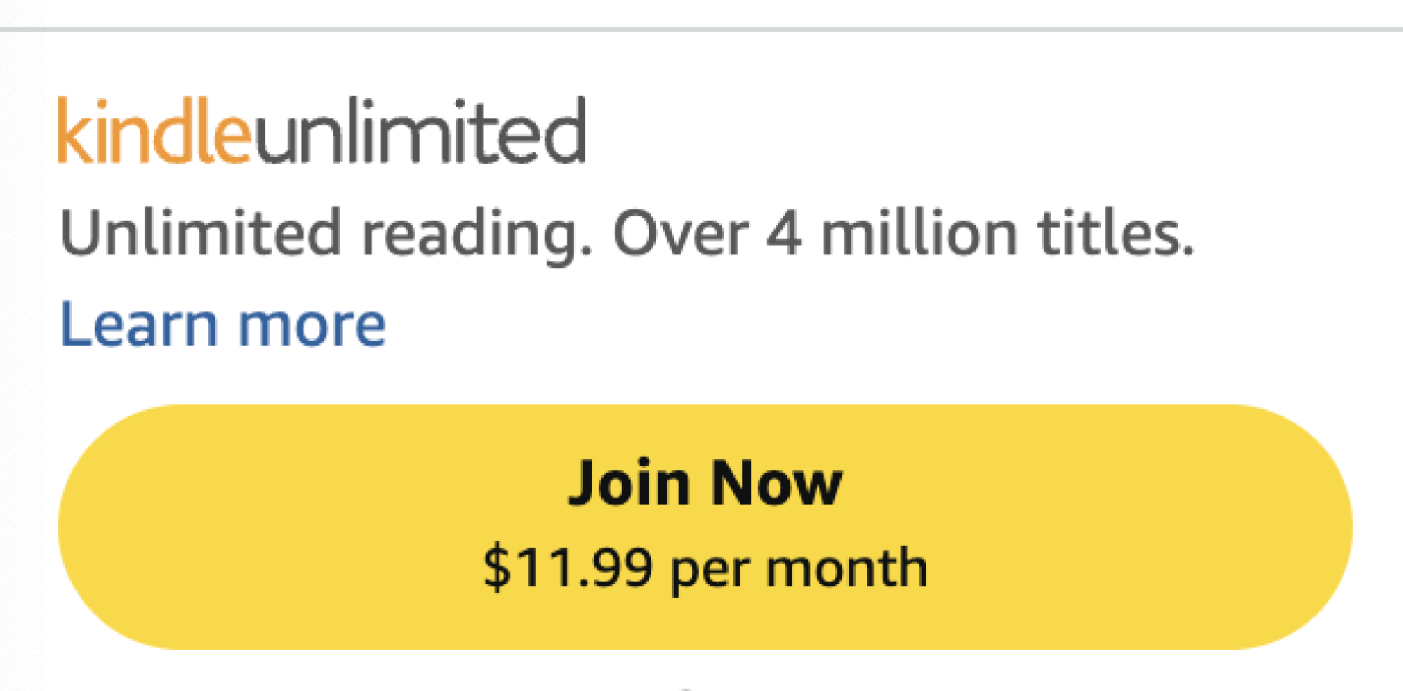 A button describing that a book is available on Kindle Unlimited.