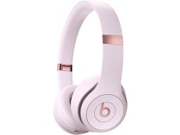cloud pink beats solo 4 headphones against a white background