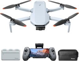 potensic atom 2 drone with bag, controller, and batteries against a white background