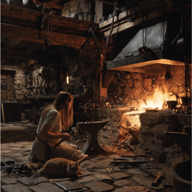 woman blacksmith at a forge