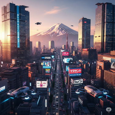 illustration of futuristic tokyo skyline