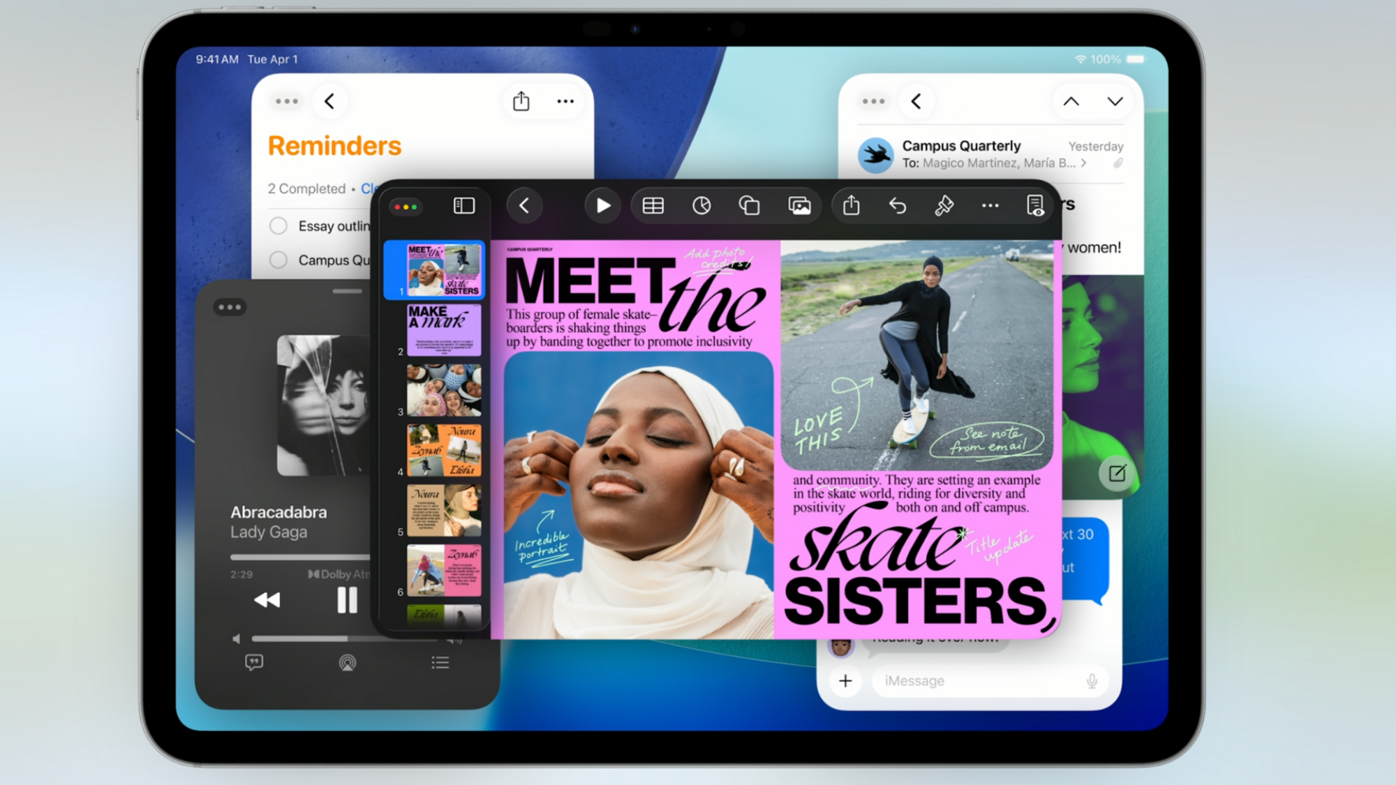 A photo of the multiple windows on an iPad.