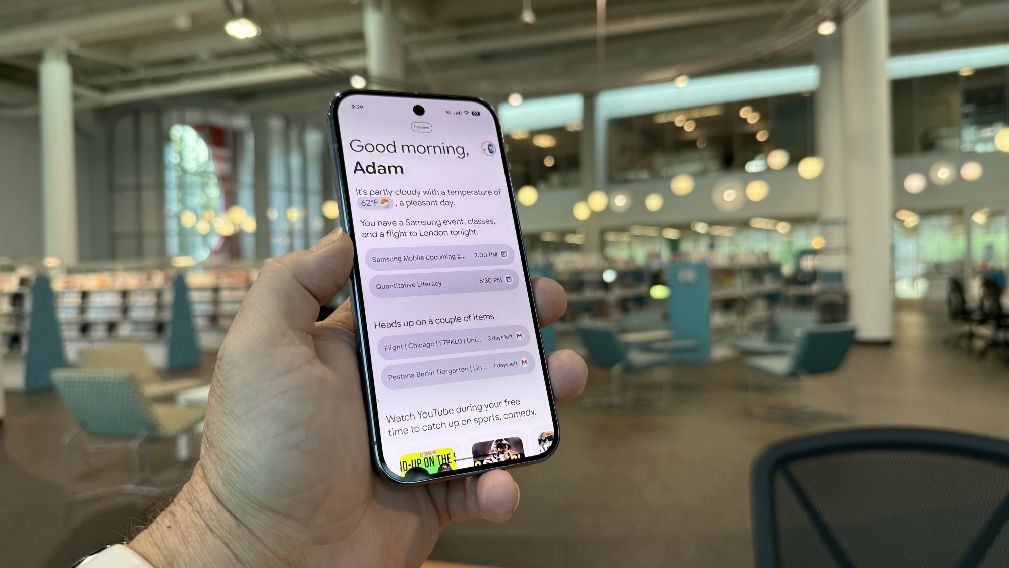 Pixel 10 Pro showing daily briefing feature