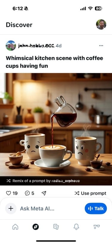 screenshot of ai-generated image in meta ai app