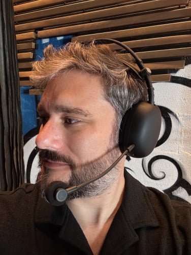 the author wearing sony inzone h9 ii headset in black