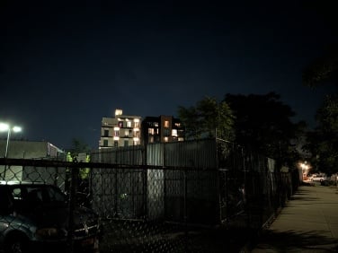Buildings in Brooklyn at night without Night Sight