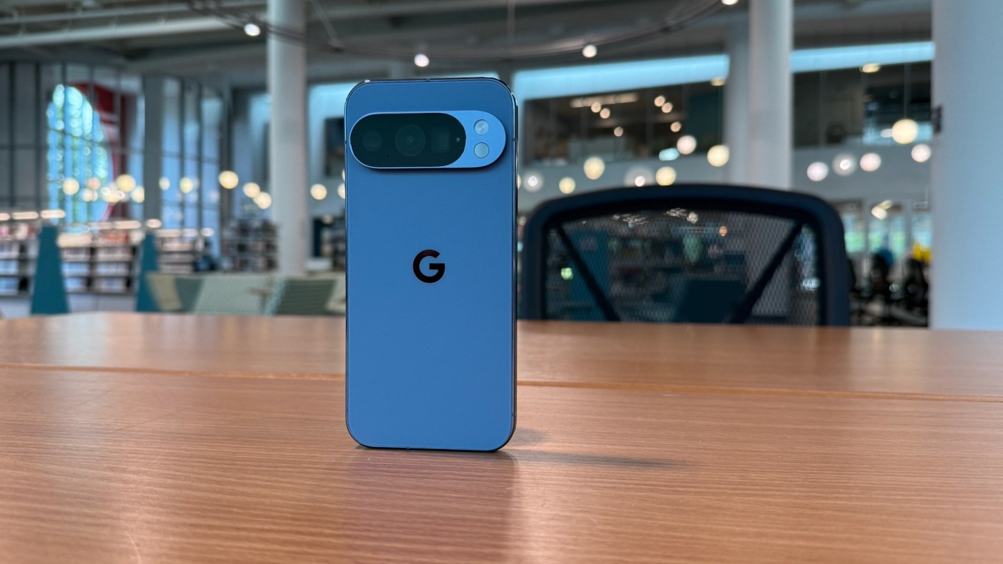 pixel 10 pro standing on desk showing camera array