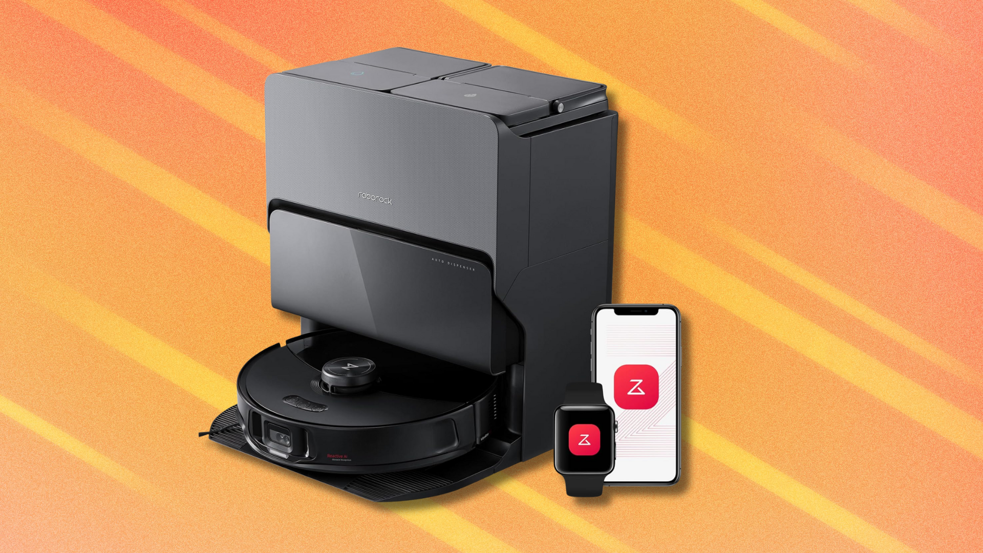 Roborock S8 MaxV Ultra on orange abstract background
