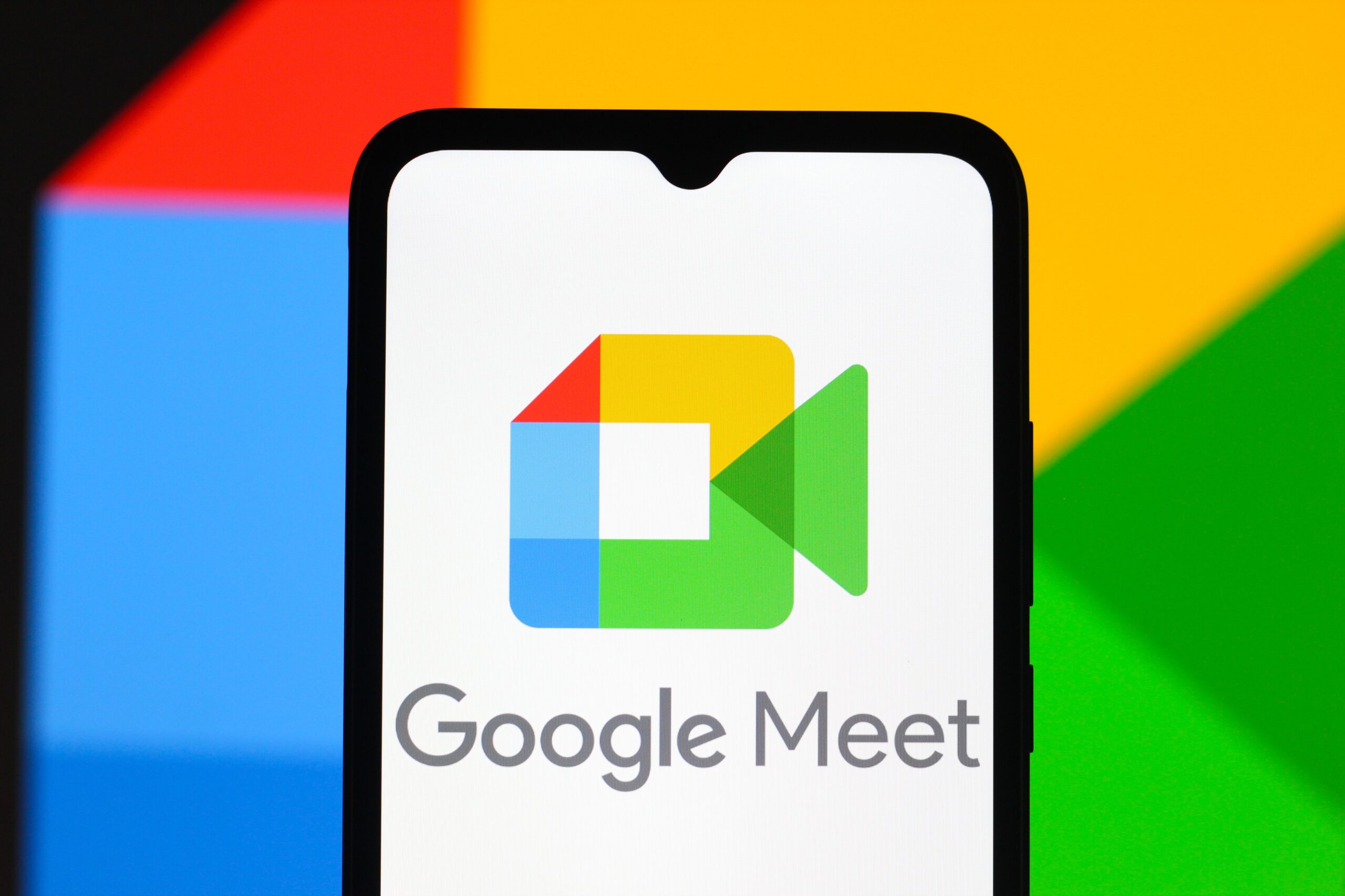 google meet logo on a phone