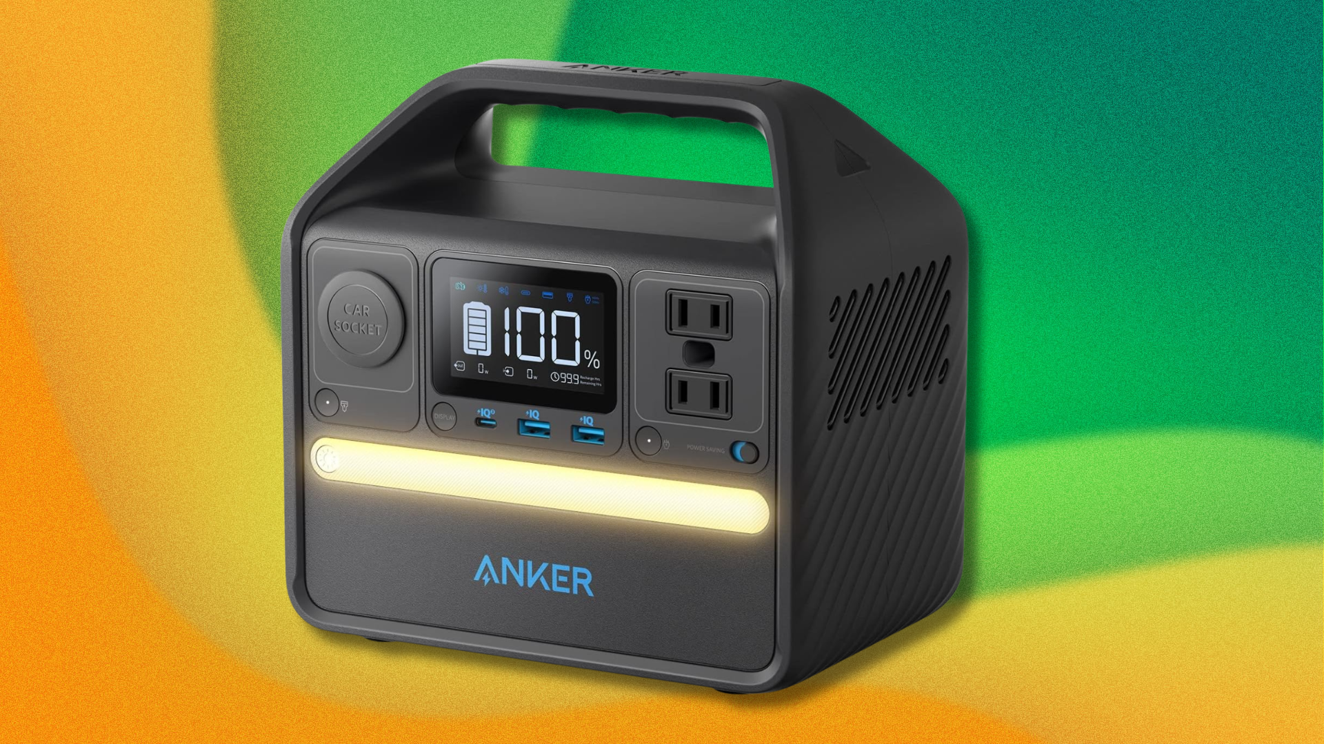 Anker power station on green and yellow abstract background
