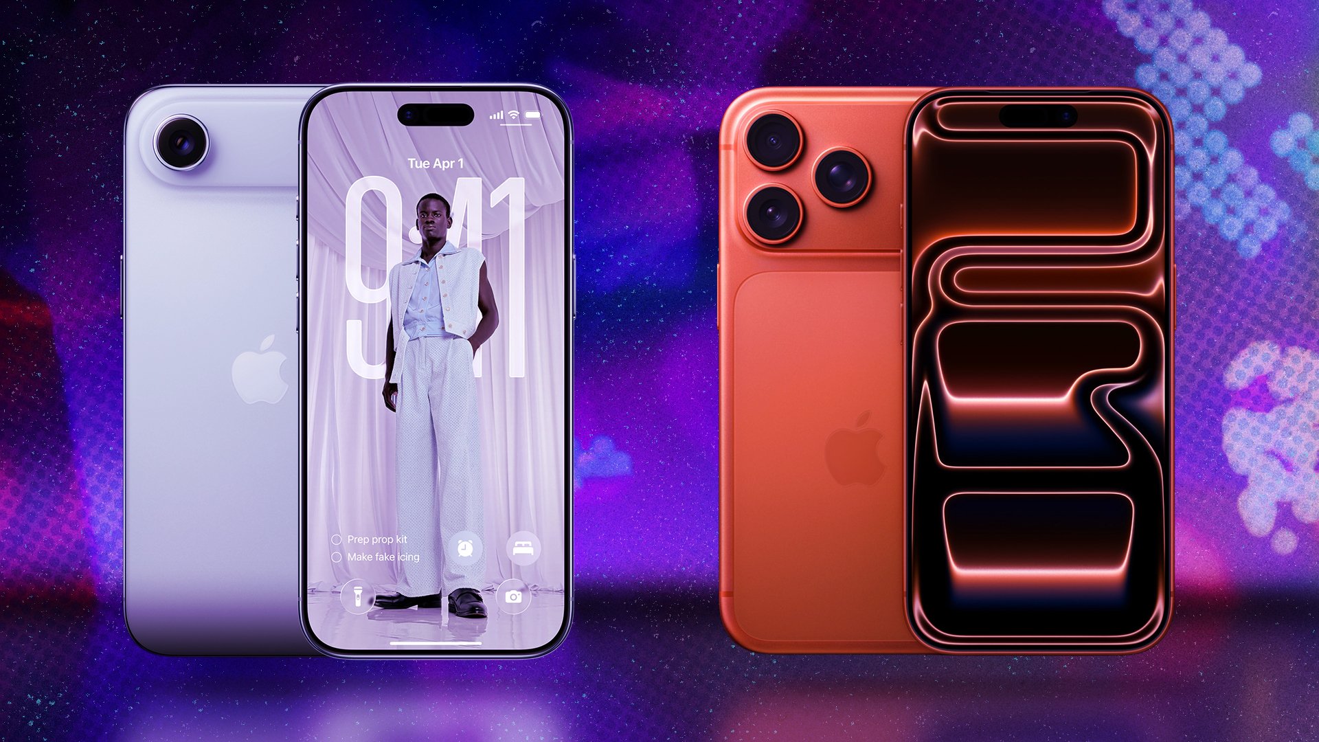 The iPhone Air and iPhone 17 Pro, seen from front and back. 