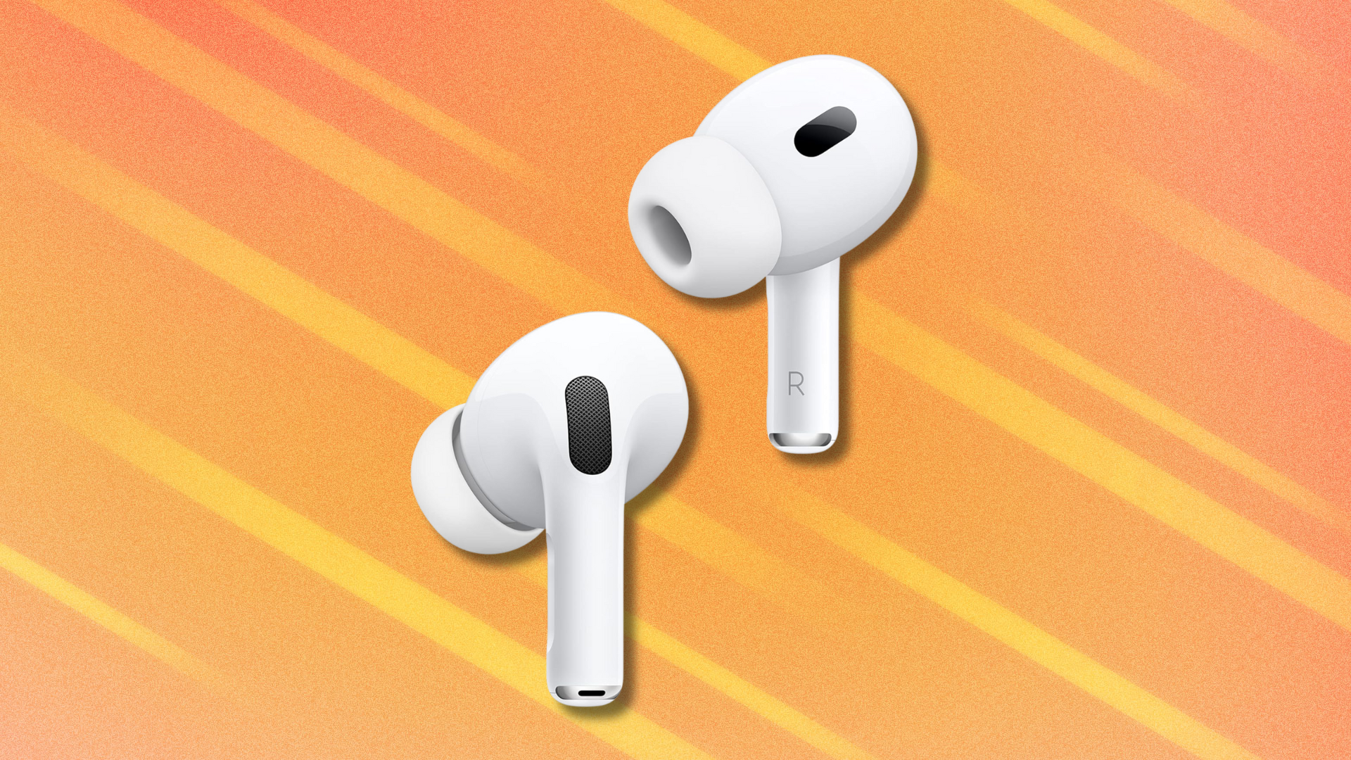 Apple AirPods Pro 2 on orange abstract background