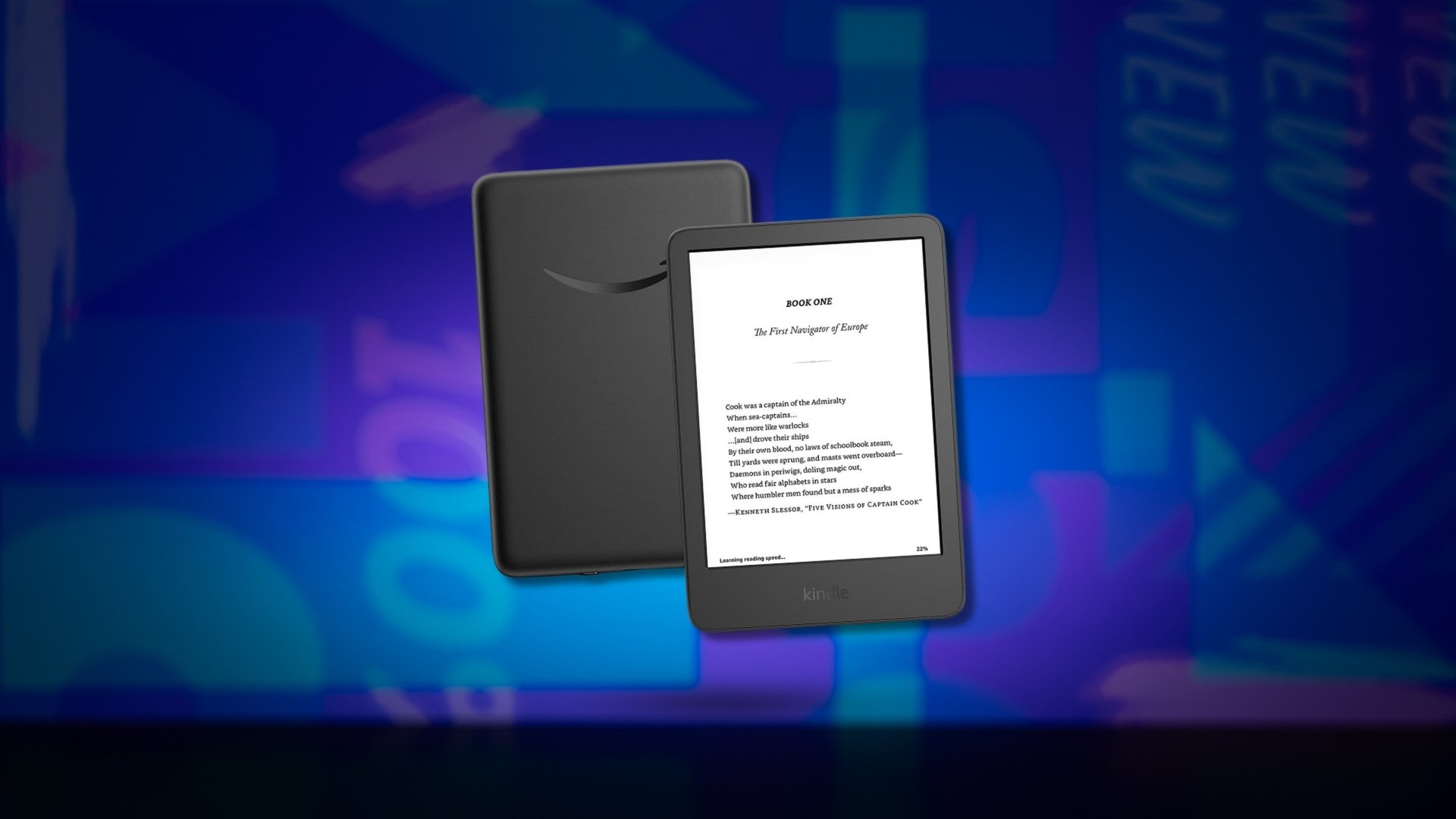 Kindle on blue background
