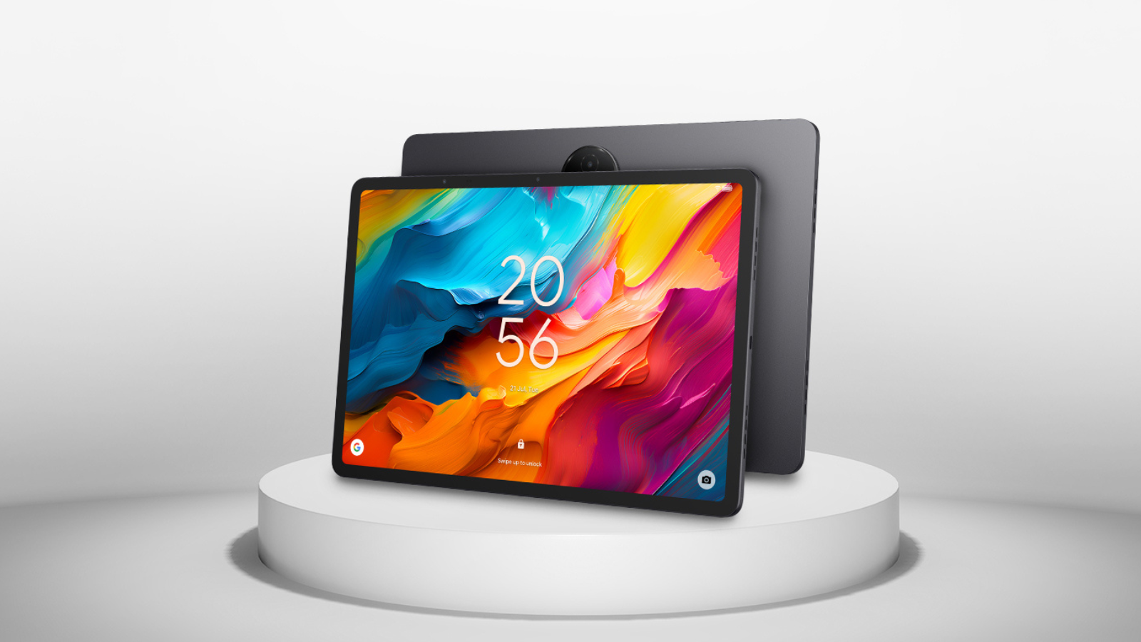 TCL NXTPAPER 14 tablet on white display stand