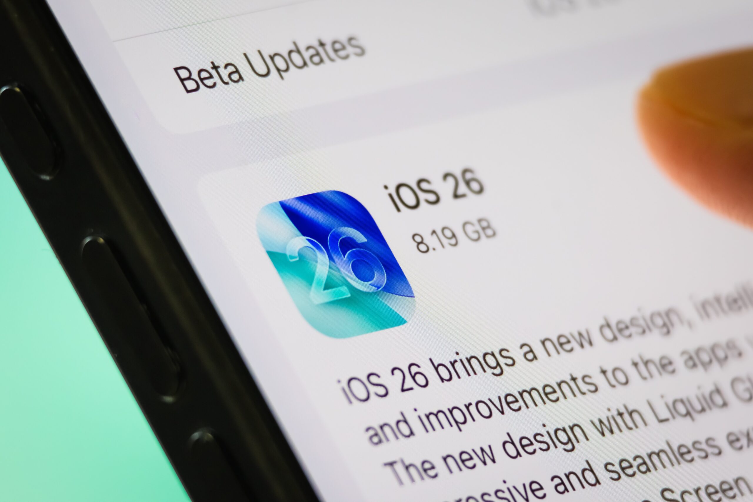 ios 26 download page on phone