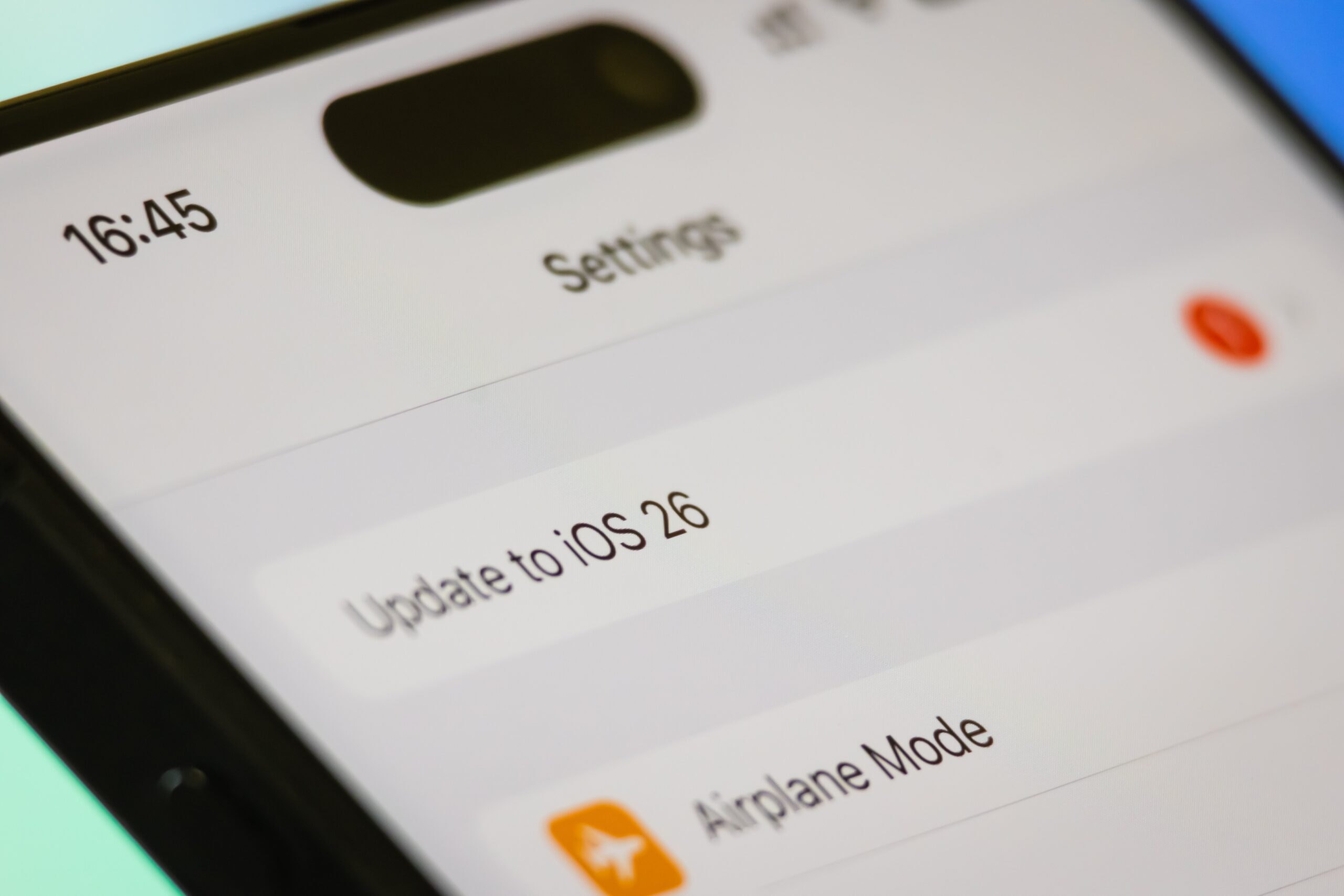 ios 26 download page on a phone