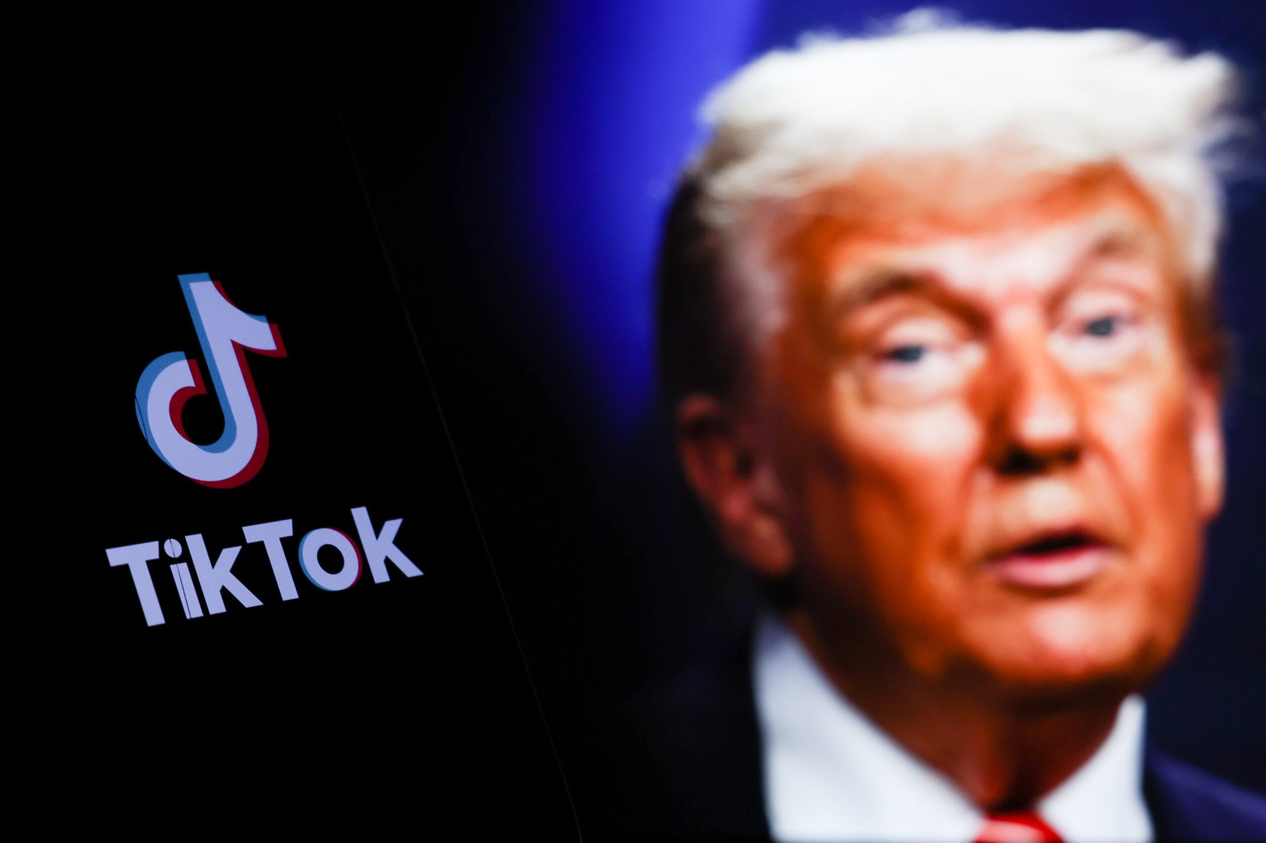 TikTok logo and Donald Trump