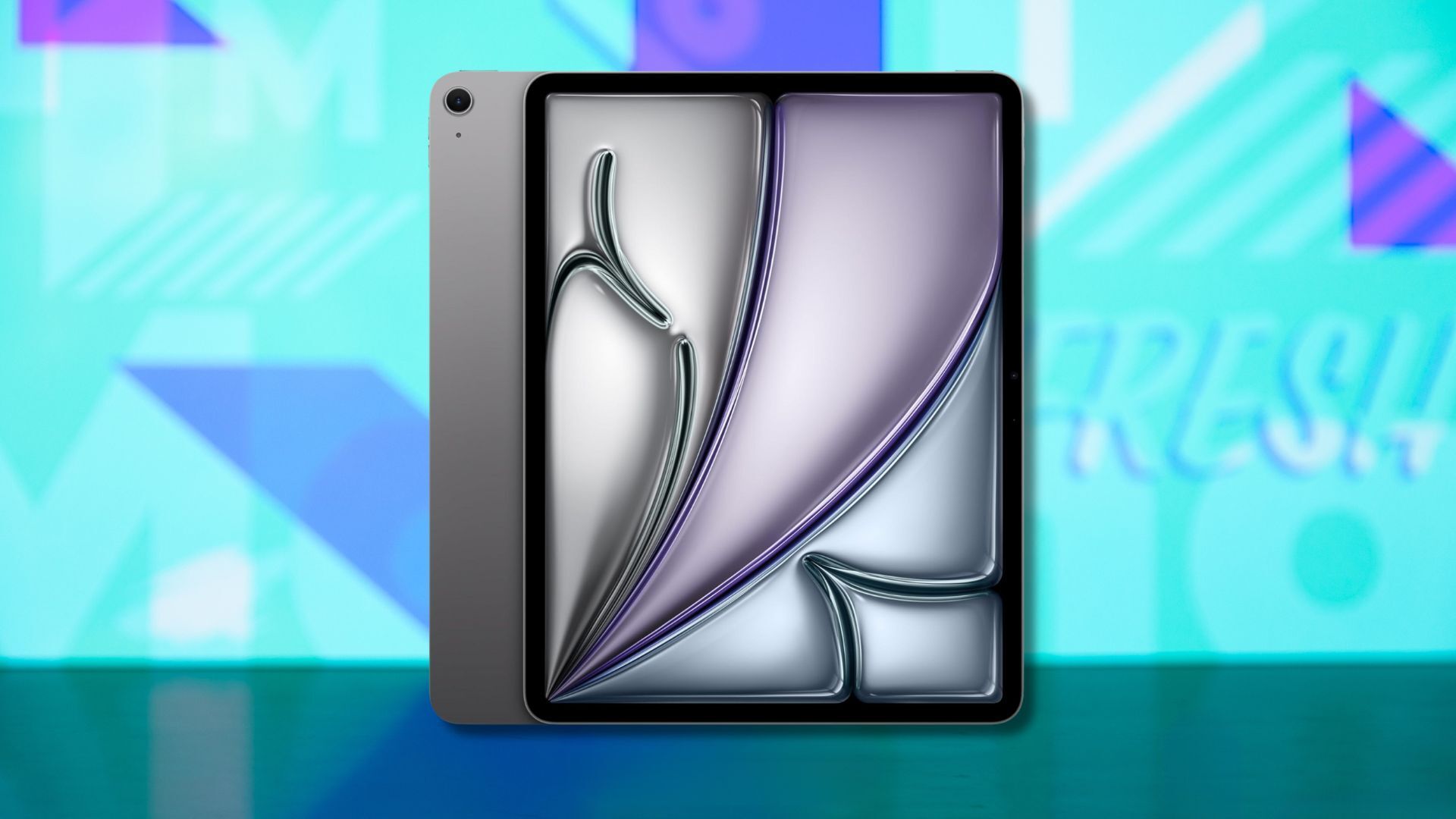 apple ipad air against a light blue patterned background