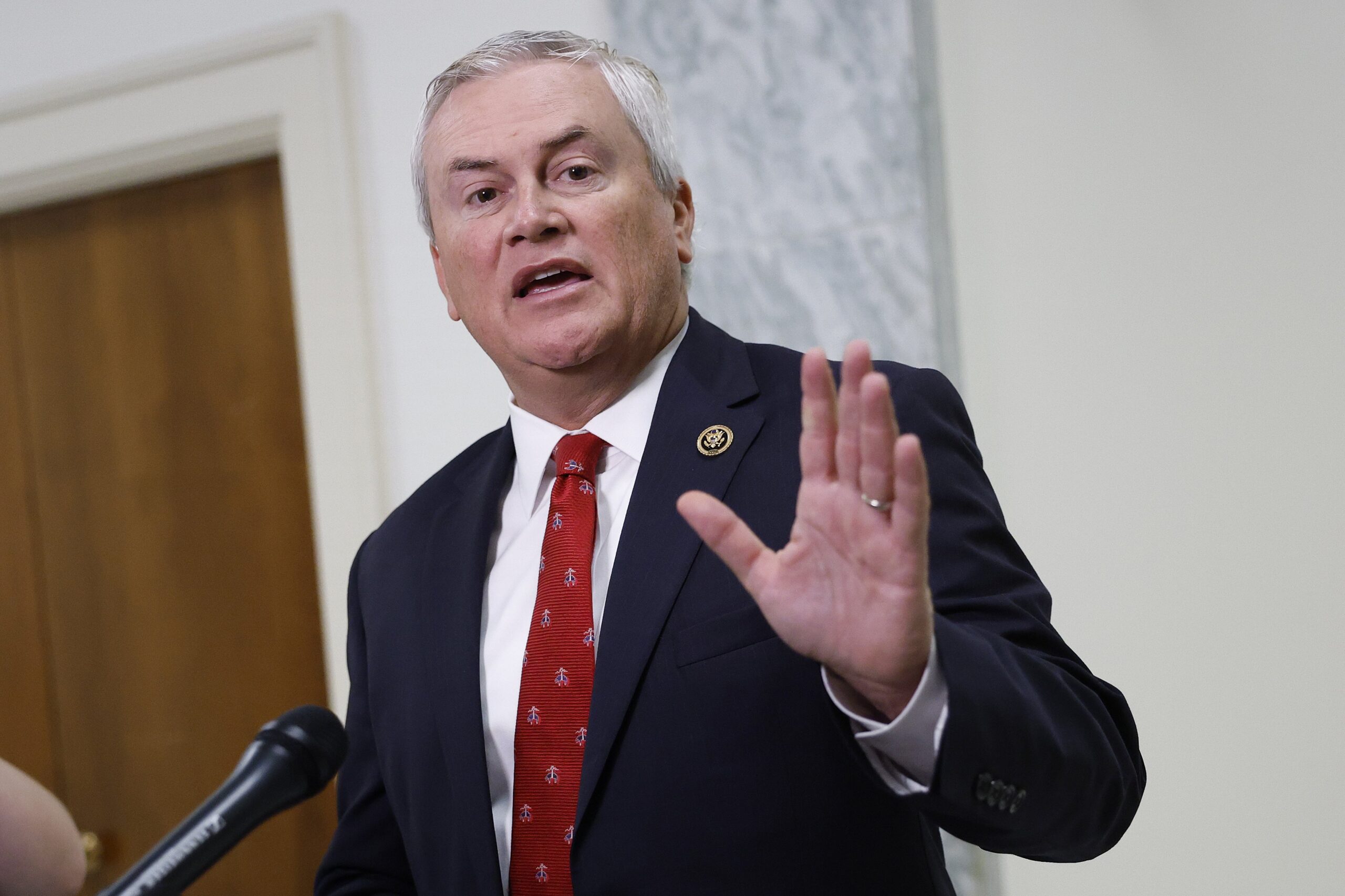 House Oversight Committee Chairman Rep. James Comer (R-KY) speaks to the media