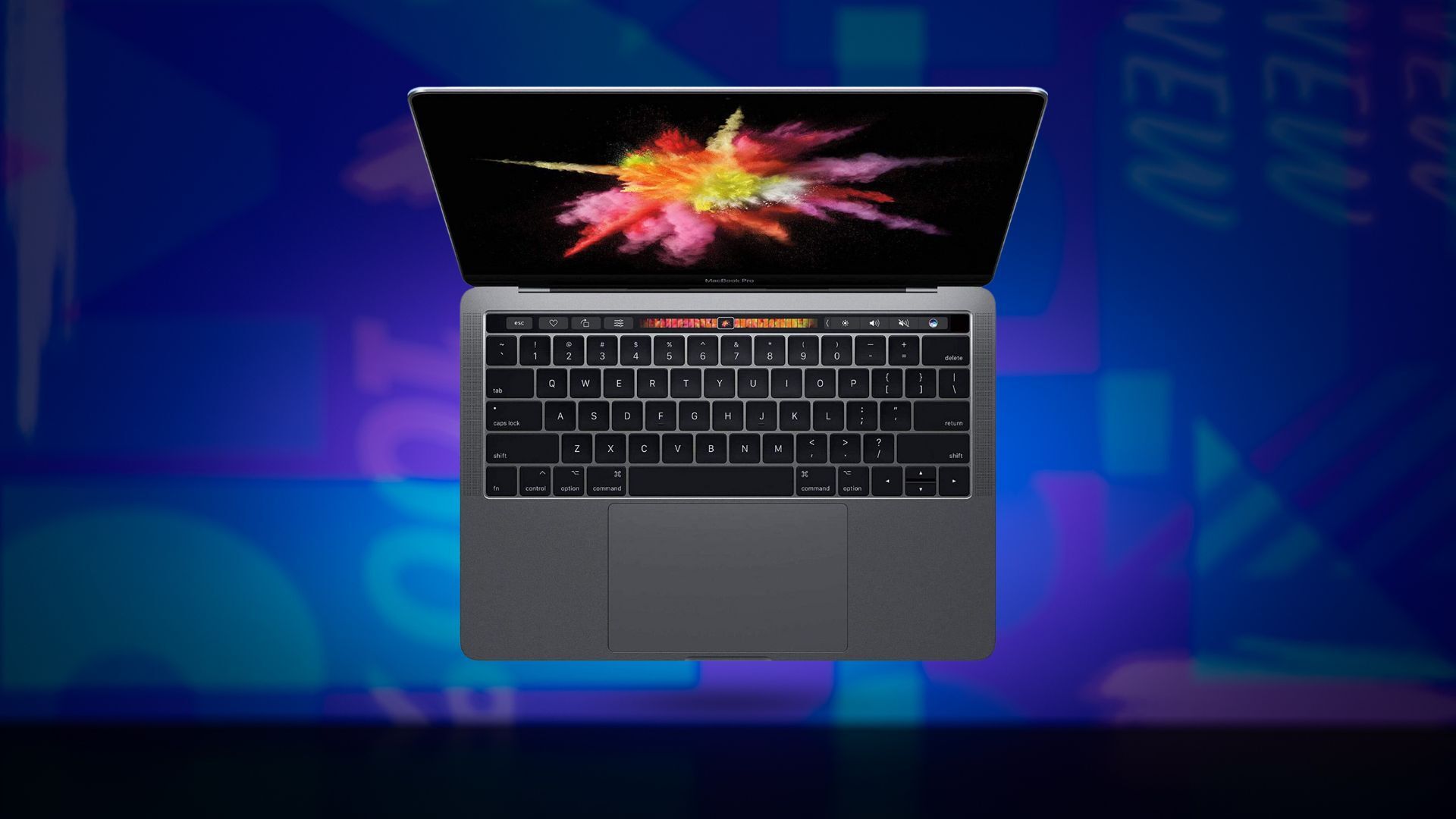 MacBook Pro on blue background