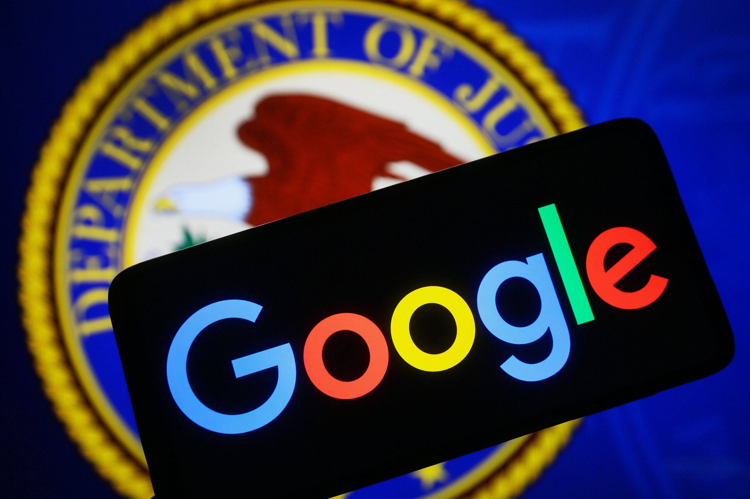 Google logo and DOJ 