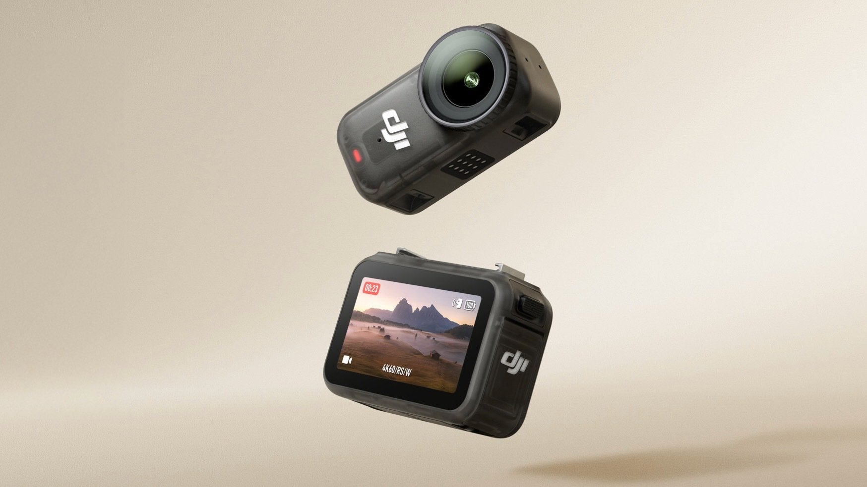 the dji osmo nano against a beige background