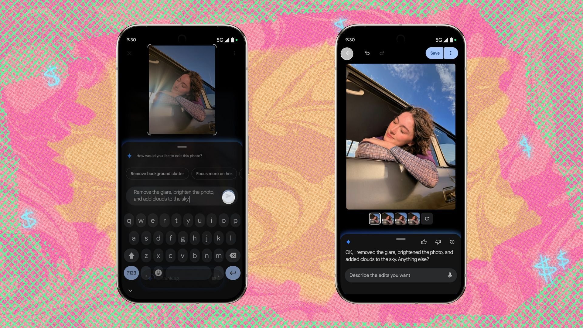 Gemini conversational photo editing on android device