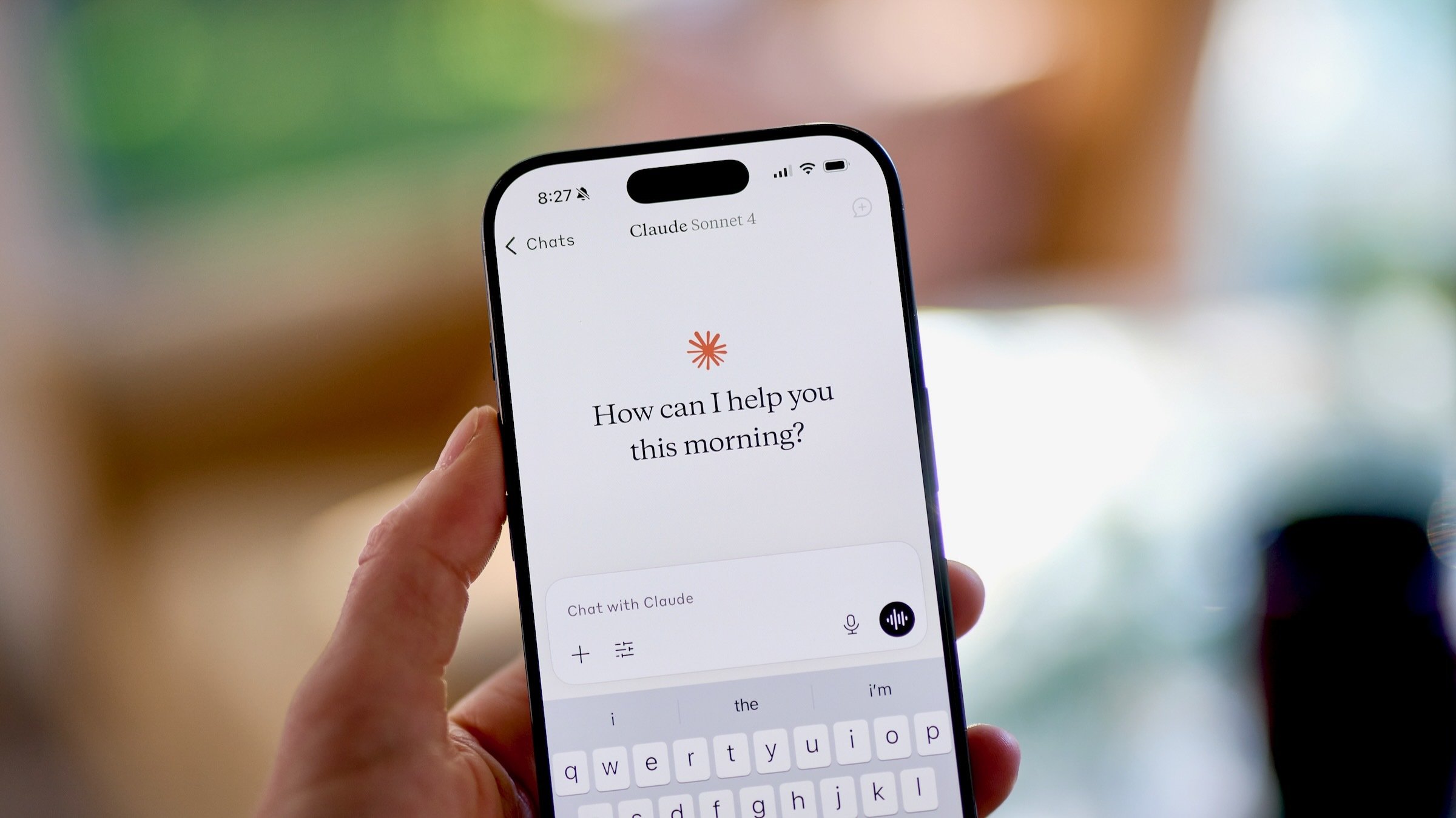 anthropic claude app home screen on iphone