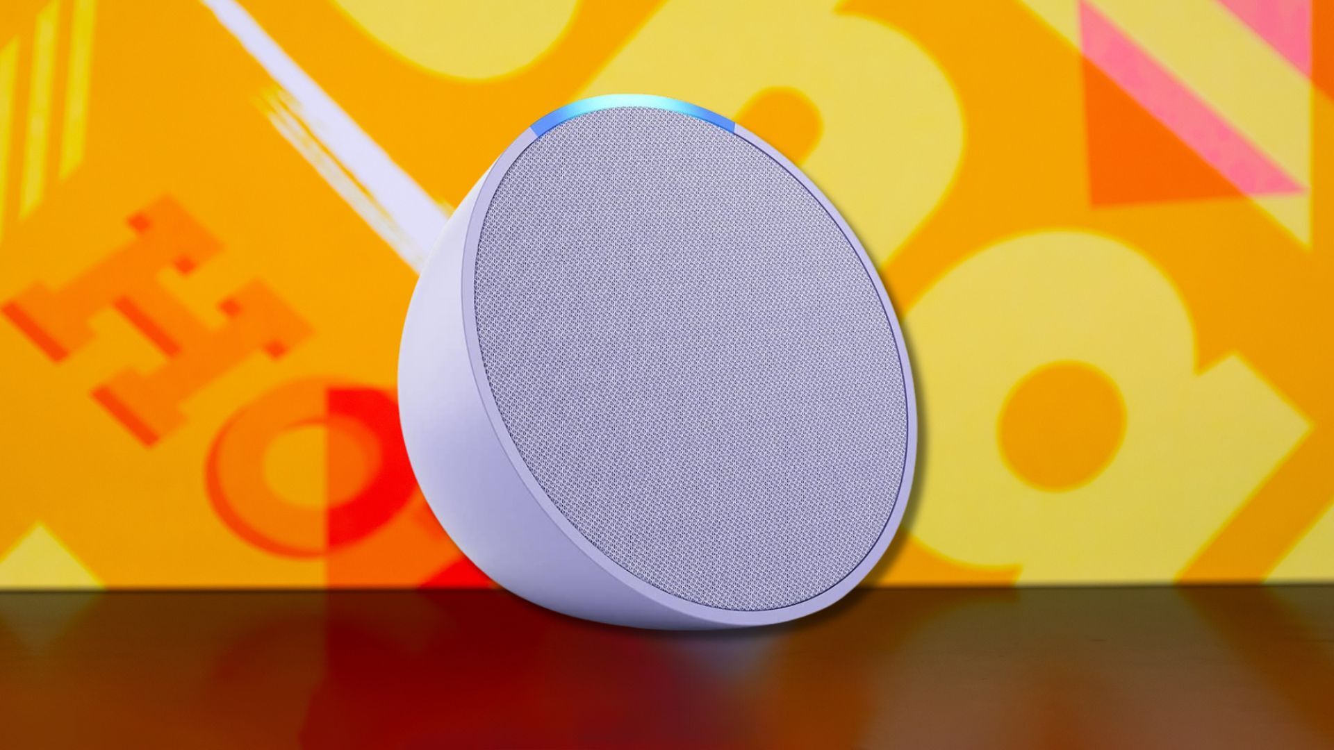 echo pop against a yellow patterned background