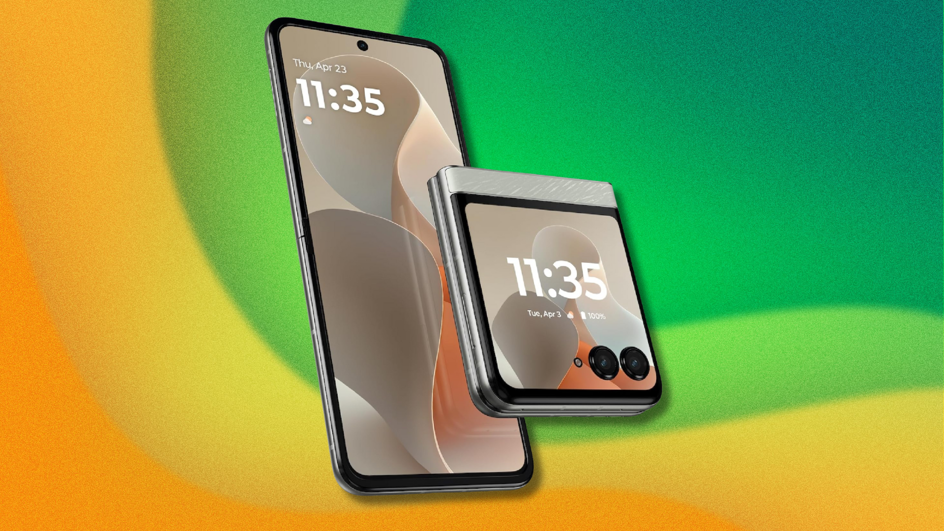 Motorola Razr on green and yellow abstract background