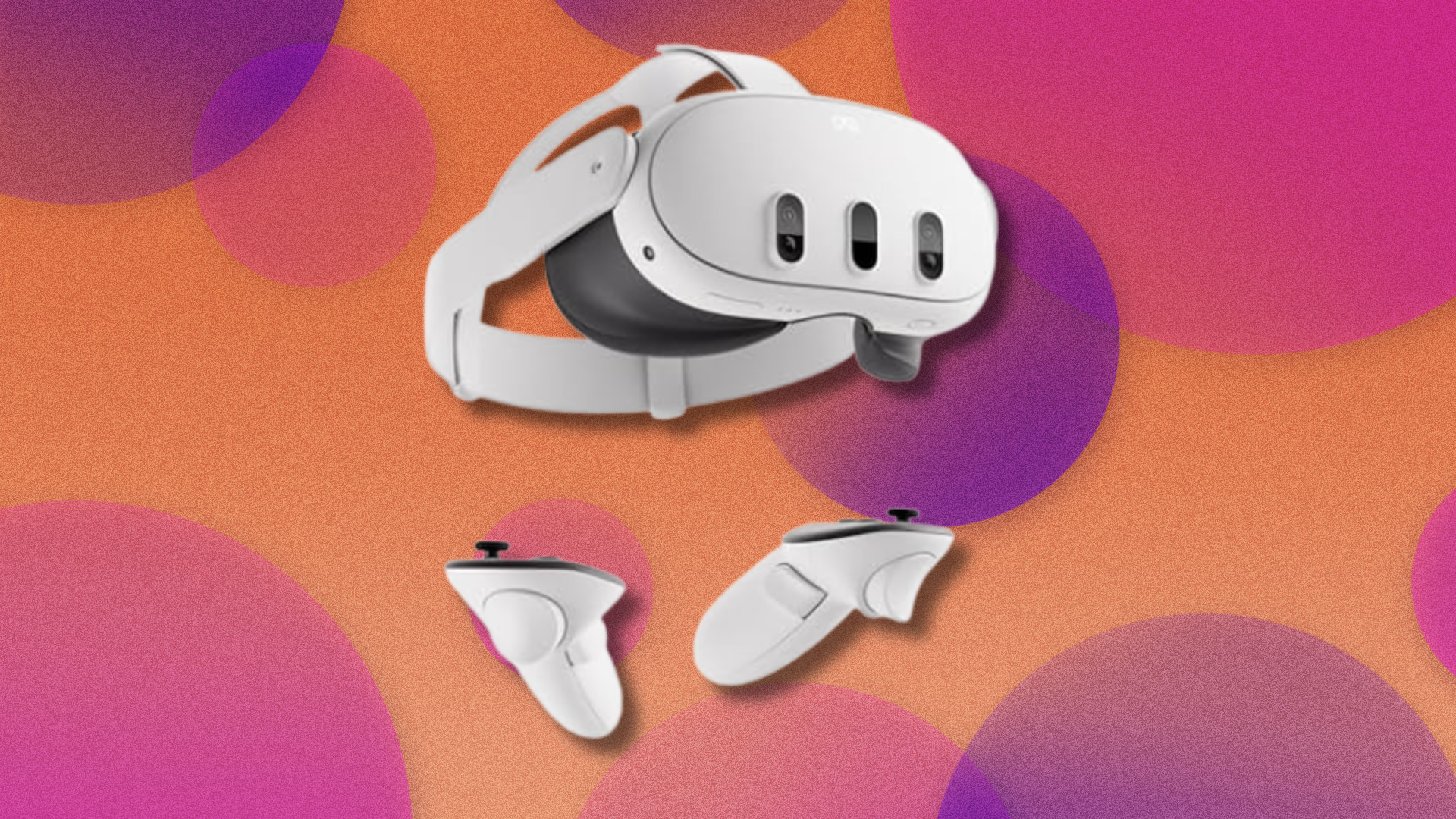 Meta Quest 3 on purple and orange abstract background