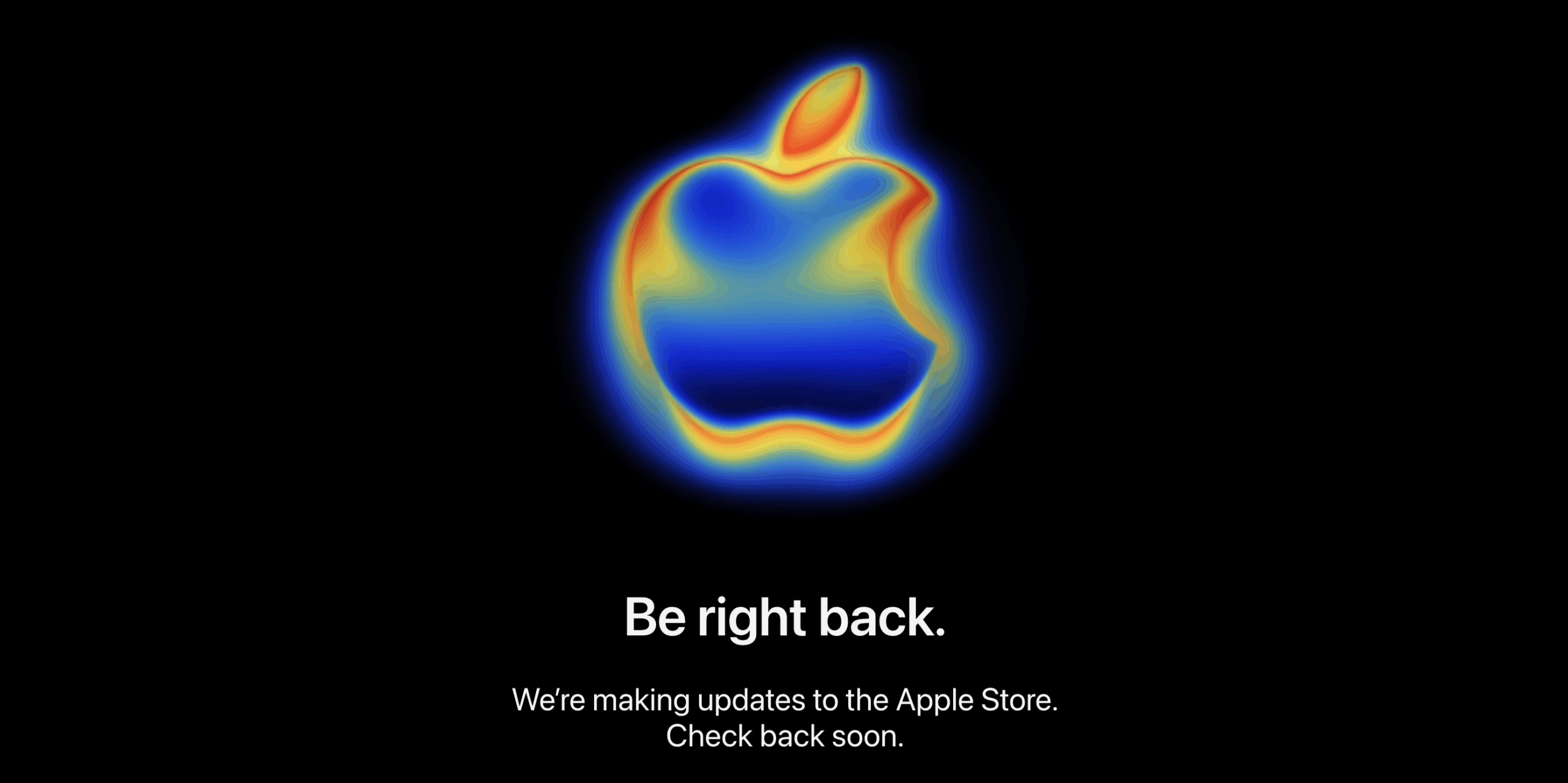 the apple store site with a message reading it is down and will be back shortly