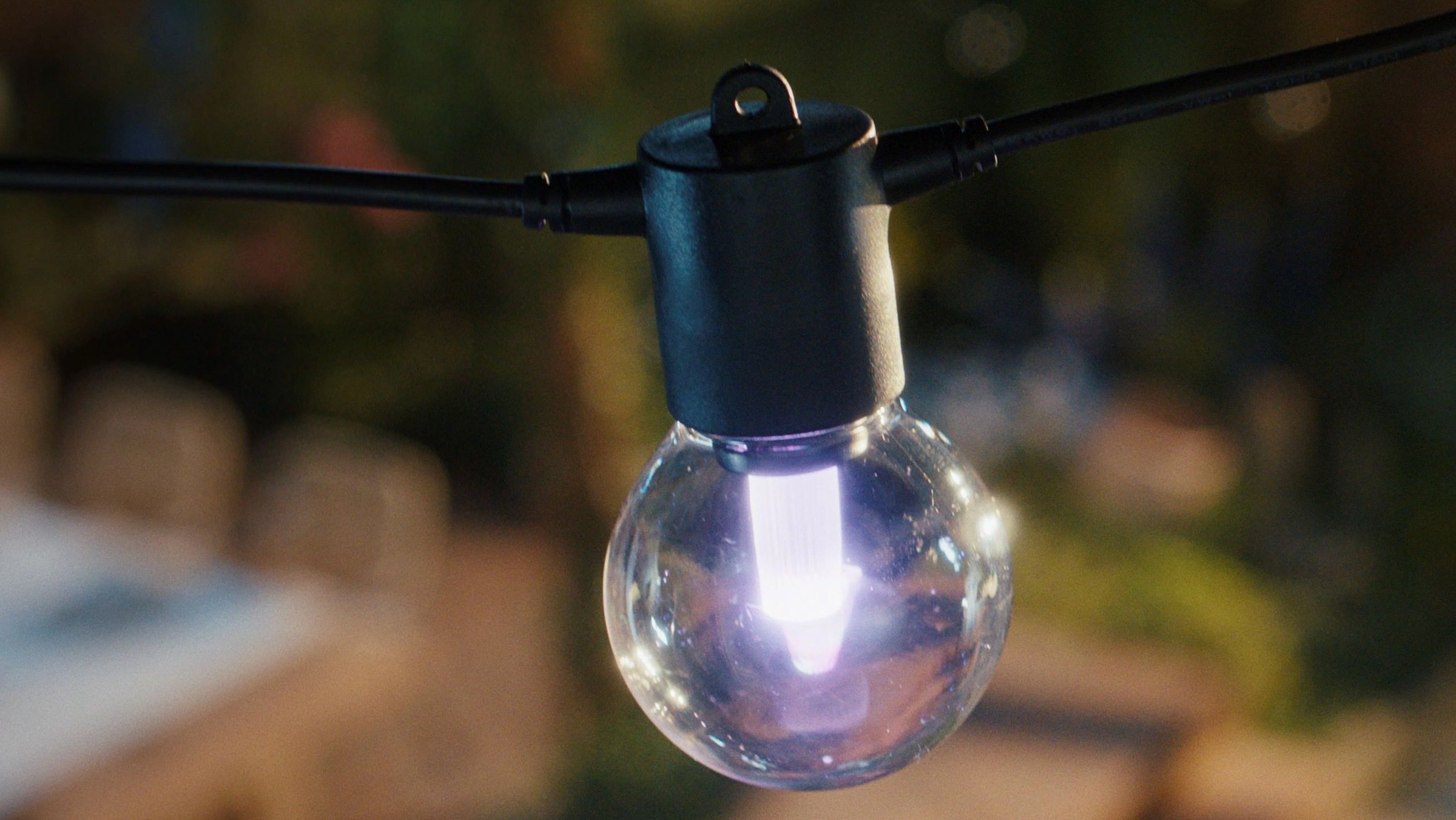 close-up view of new philips hue globe lights