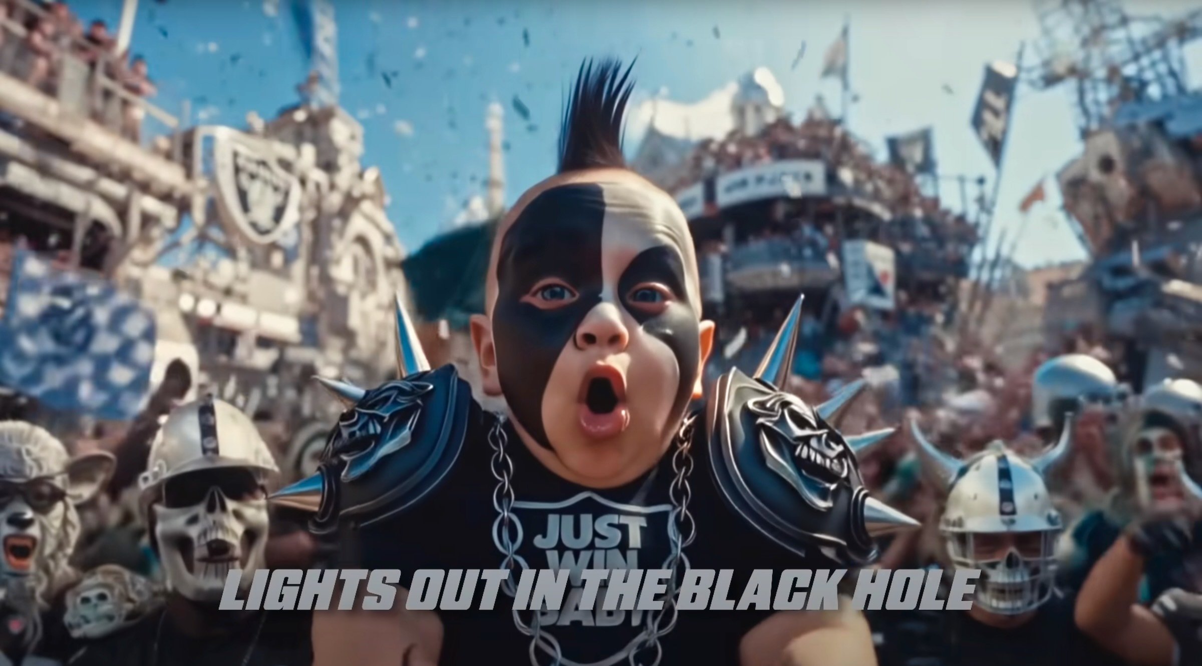 AI-generated baby in Raiders gear