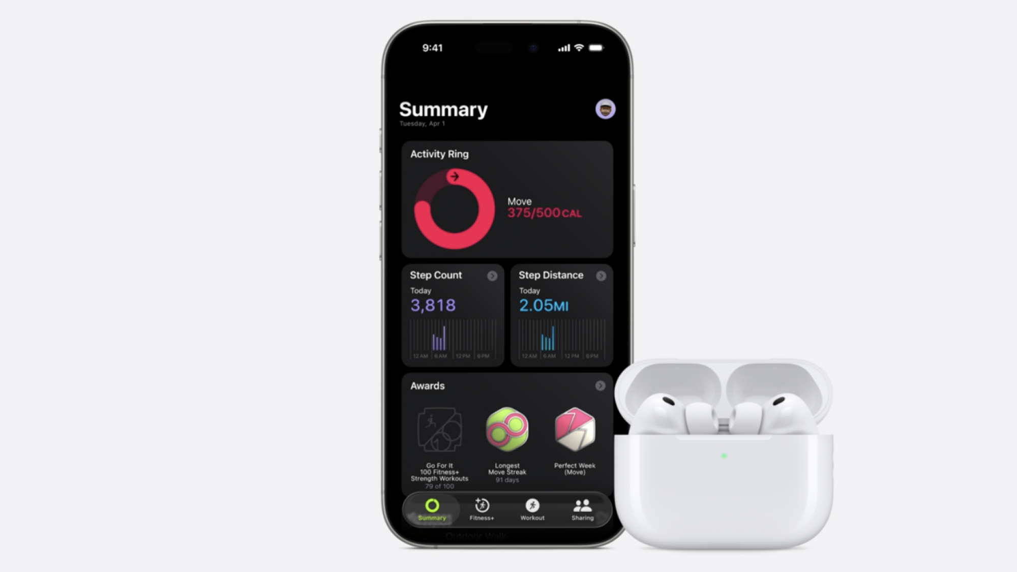 airpods pro 3 and iphone with fitness app open