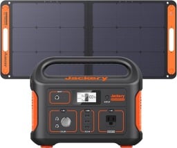 teh Jackery Explorer 500 portable power station with a 100W solar panel