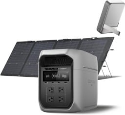 the EF ECOFLOW Portable Power Station Delta 3 MAX Plus with 220W Bifacial Solar Panel