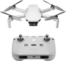 The DJI mini 4k drone on a white background