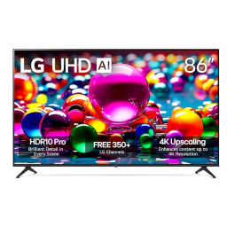 LG 65-inch Class UA77 Series LED AI 4K TV on white background