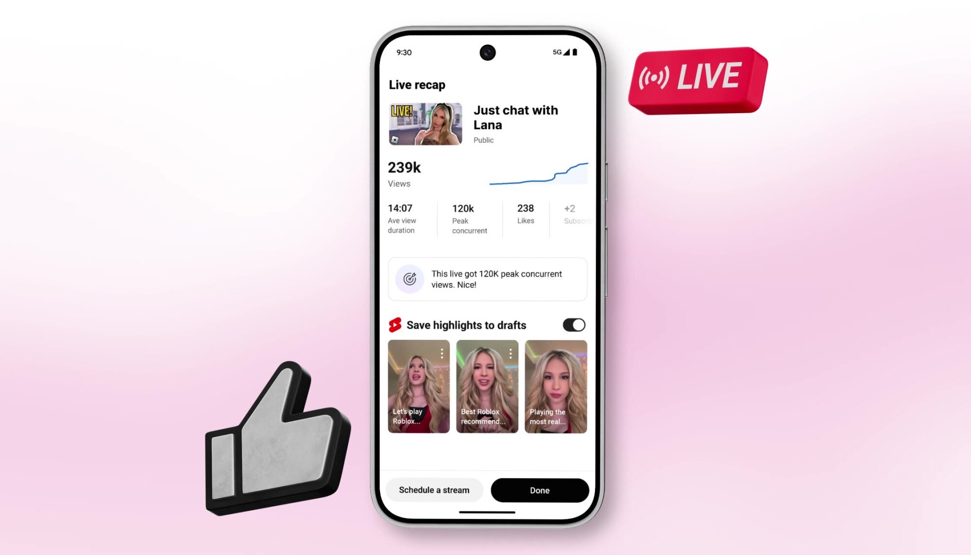YouTube Live: AI-powered clips