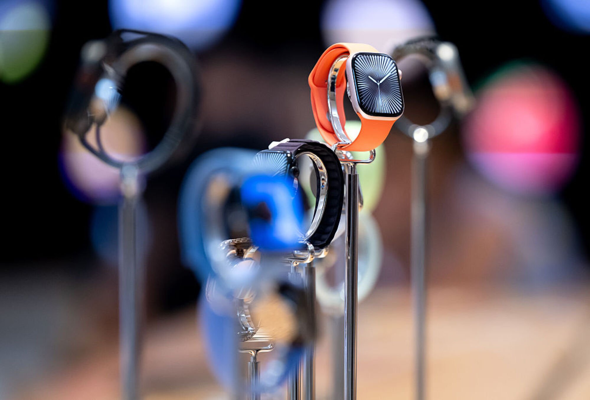 Apple Watch Series 10 watches on display at store
