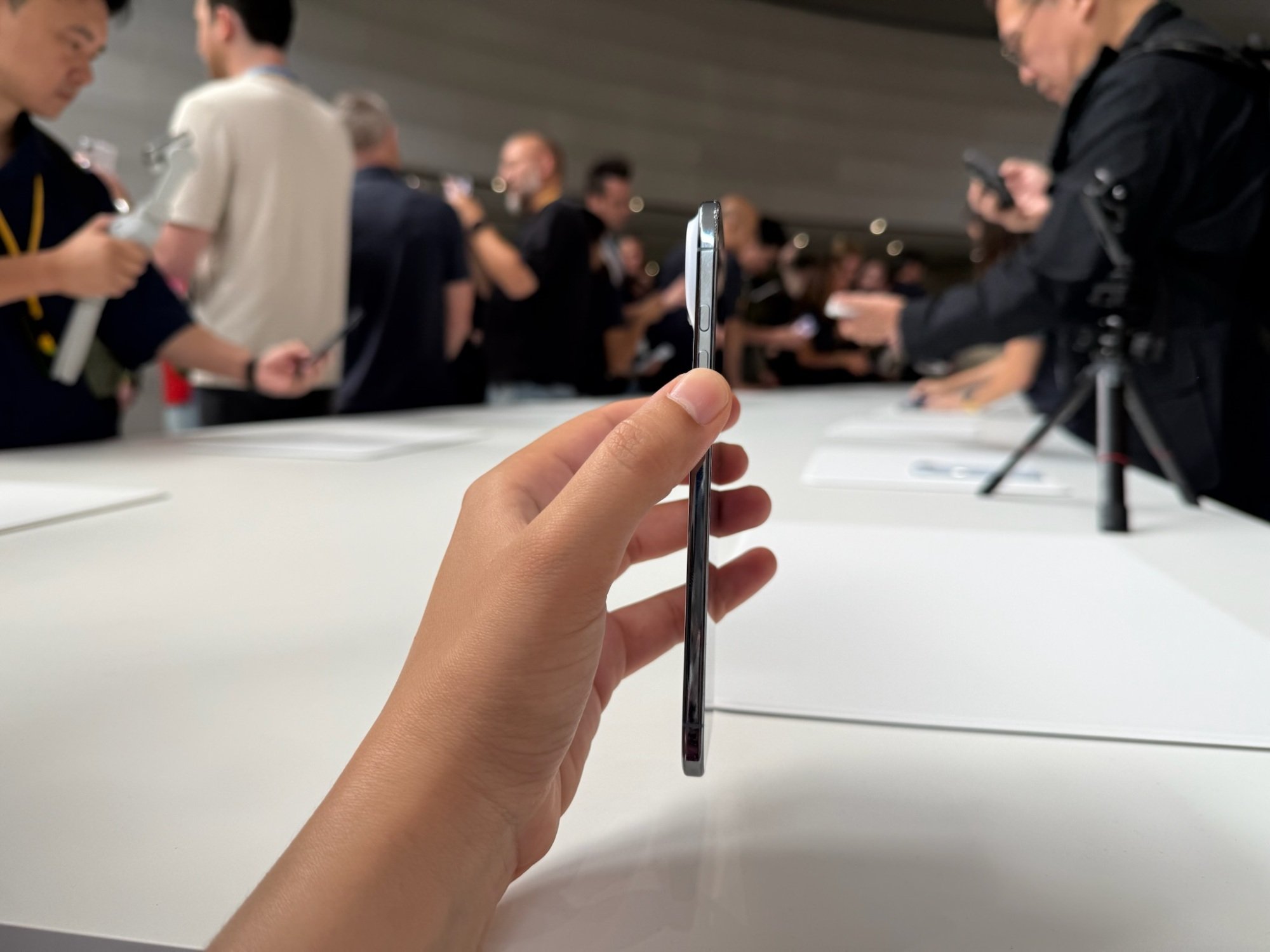 new iPHone 17 Air on display at Apple park